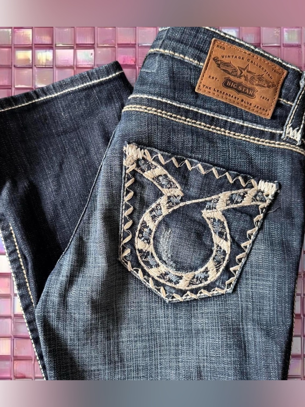 Big Star Women’s Dark Blue Embroidered Pocket Jeans